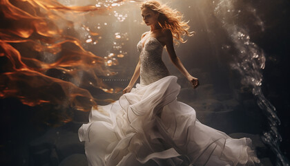 Mermaid inspired wedding gown - obrazy, fototapety, plakaty