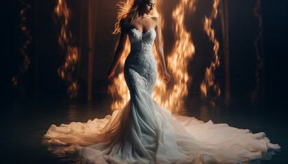 Mermaid inspired wedding gown - obrazy, fototapety, plakaty