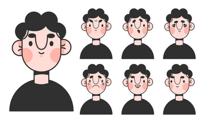 Cool boy character emotions.face construction