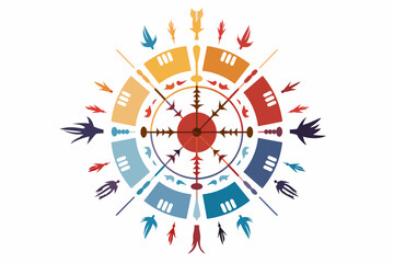 Native American Medicine Wheel vector flat isolated vector style illustration - obrazy, fototapety, plakaty