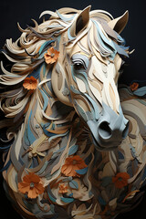 Fototapeta na wymiar Paper Artistry: The Majestic Horse Sculpture
