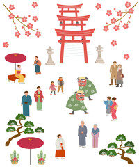 お正月風景　上からみた初詣