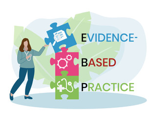 EBP Evidence-based practice acronym. business concept background. vector illustration concept with keywords and icons. lettering illustration with icons for web banner, flyer