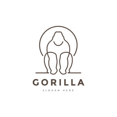 gorilla minimalist line logo design vector graphic