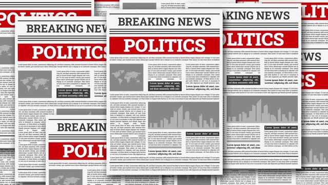 politics! newspaper animation - spinning into view newspaper with message.