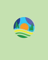 natural landscape image symbol vector illustration logo design