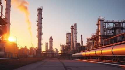 Fototapeta na wymiar Oil refinery from an industrial zone with oil and gas petrochemical industry storage tank steel pipeline steel oil refinery