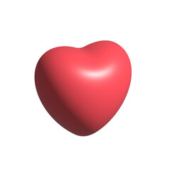 Valentine concept Red heart glossy shape isolated on white background 3d render illustration 