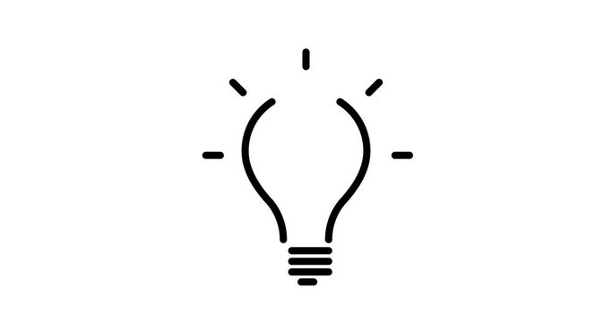 light bulb animated outline icon with alpha channel. light bulb 4k video animation for web, mobile and ui design