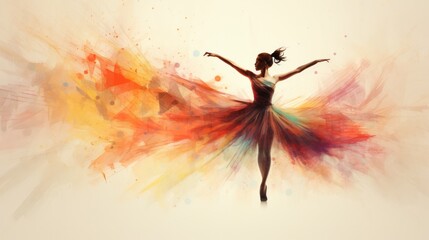 Fototapeta premium Dancing Pose in Silhouette and vivid colors background