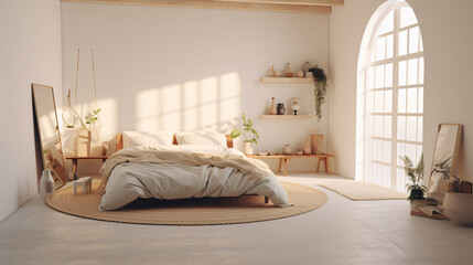 Fototapeta na wymiar A tranquil and refreshing morning bedroom
