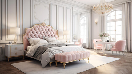 A captivating and detailed shot of a luxury bedroom