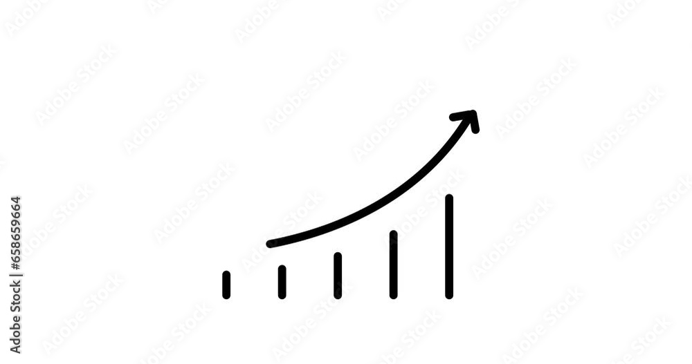 Poster growth chart animated outline icon with alpha channel. growth chart 4k video animation for web, mobi