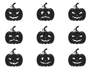 halloween pumpkin icon set. jack o lantern and autumn symbols. isolated vector images
