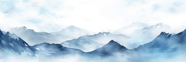 a watercolor painting with mountains and snow, generative AI
