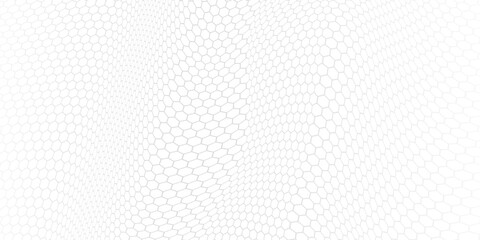 Hexagon waves banner. Hexagon texture. Dna pattern, simple background, techno molecule waves, abstract scientific net, 3d dynamic lines. Honeycomb particles. Vector digital design