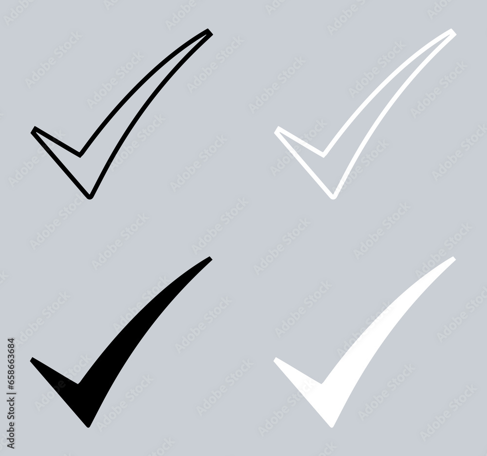 Poster set of check mark icon. check mark icon sign symbol in trendy flat style. check mark vector icon ill
