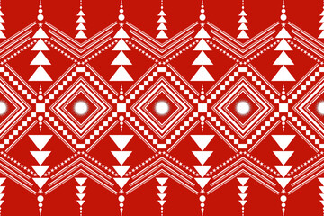 Christmas Seamless Pattern Abstract Geometric Shapes Winter Red White Background Vector Illustration Stars Tree Stripes Element Interior Home and Decoration Wallpaper