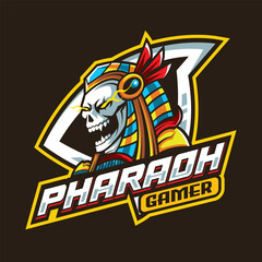 Fototapeta na wymiar Pharaoh Gamer Vector Mascot Logo Template Design Egypt Pharaoh mascot logo design.