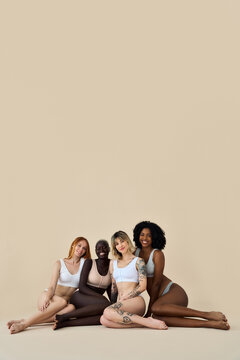 Full Body Multiracial Female Models Black Stock Photo 2340936213