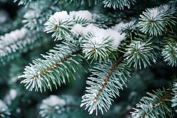 Naklejka na ściany i meble Winter Wonderland: Snow-Capped Spruce in the Forest