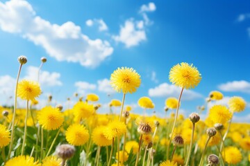 Captivating Dandelions: Yellow Blossoms in the Summer Meadow