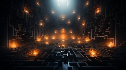 Abstract Background Concept Of Luminescent Labyrinth