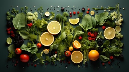 Nutritional treats: A vibrant mix of healthy foods. Proper nutrition, healthy lifestyle.