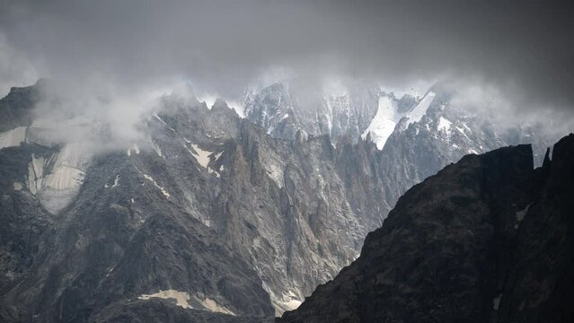 View over the French Alps around Mont Blanc above Chamonix Time-Lapse