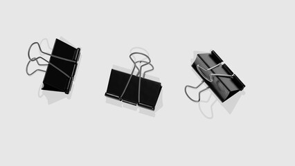 Black Binder Clip isolated on white
