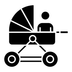 Baby On Stroller Glyph Icon