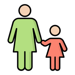 Mother And Daughter Colored Outline Icon