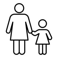 Mother And Daughter Outline Icon