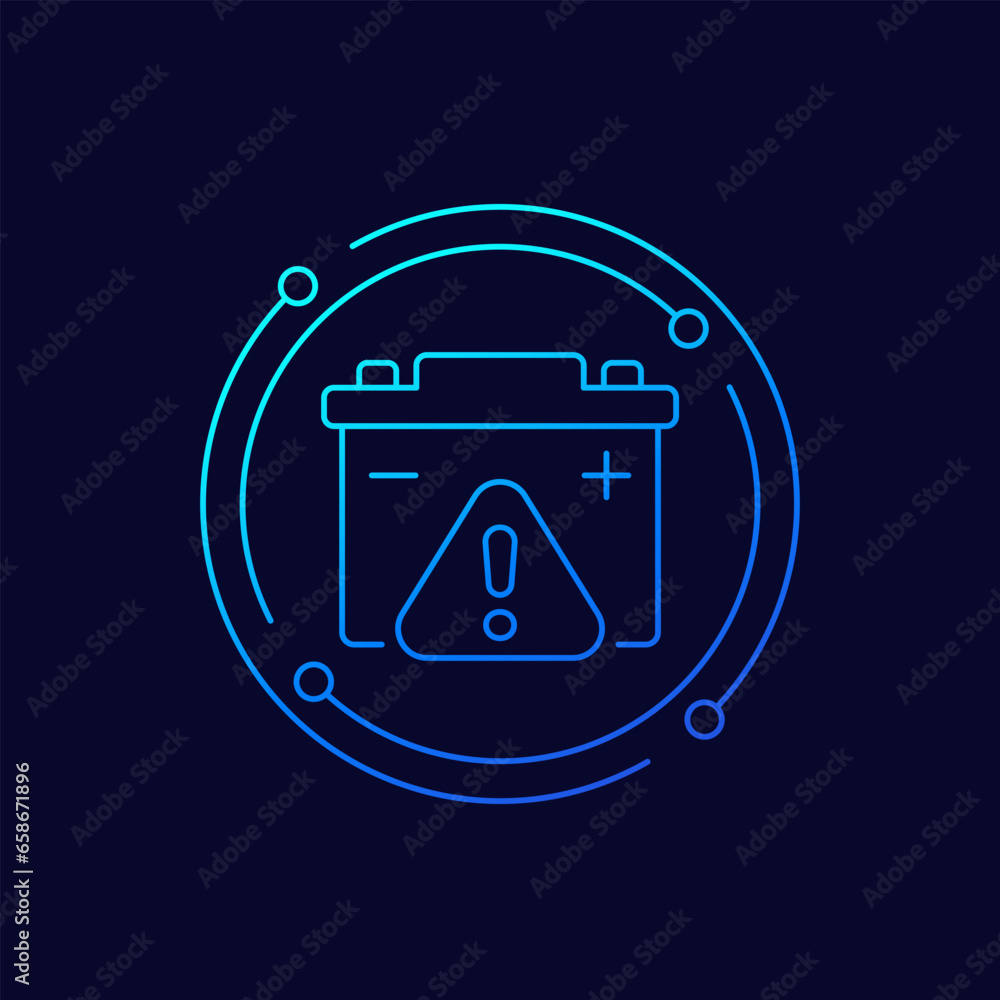 Canvas Prints car battery warning icon, accumulator alert, linear design