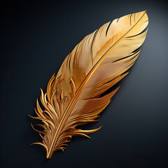 feather on black background,Golden Feather,A Symbol of Grace and Elegance