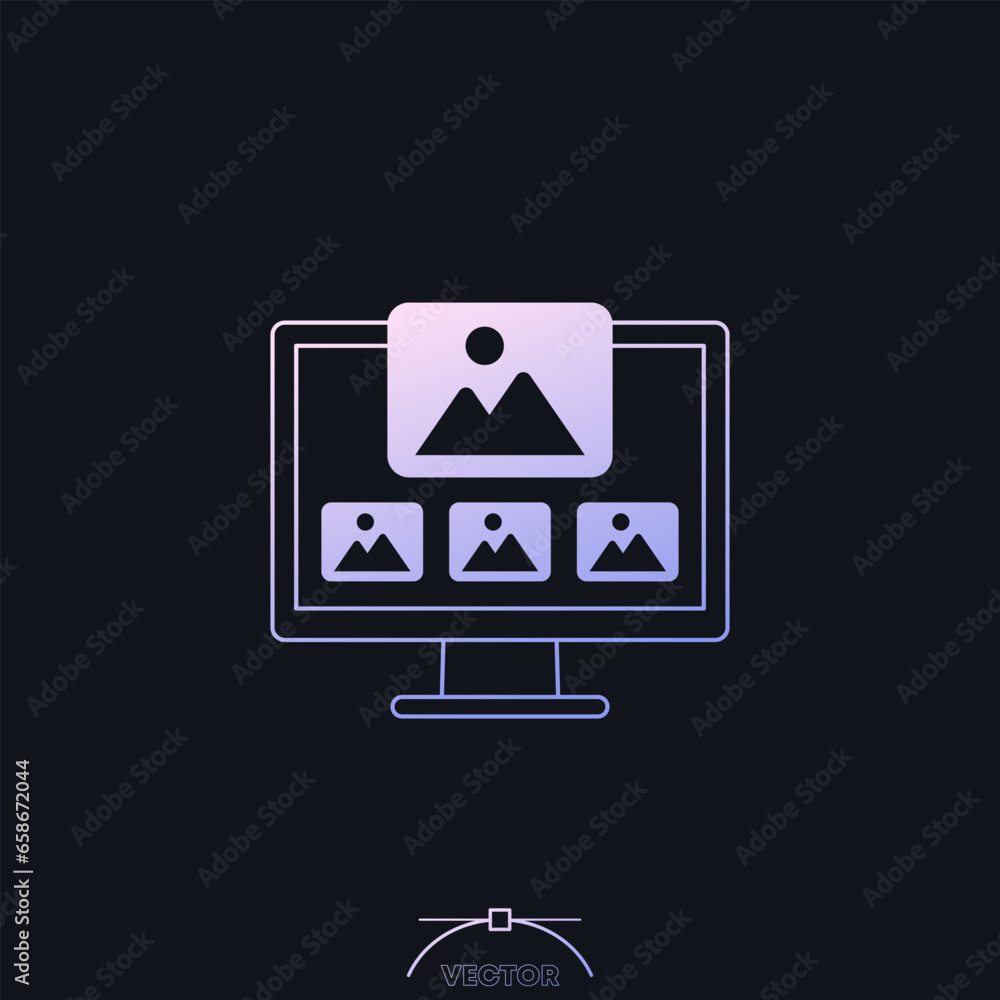 Poster photo gallery in computer icon with gradient