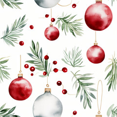 watercolor Christmas element seamless pattern