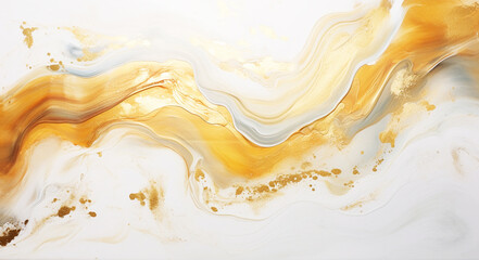 Luxury abstract fluid art painting in alcohol ink technique, mixture of bright colors and gold paints. Imitation of marble stone cut, glowing golden veins. Tender dreamy design. Generative AI. - obrazy, fototapety, plakaty