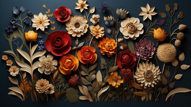 Composition of colorful multi-colored flowers.