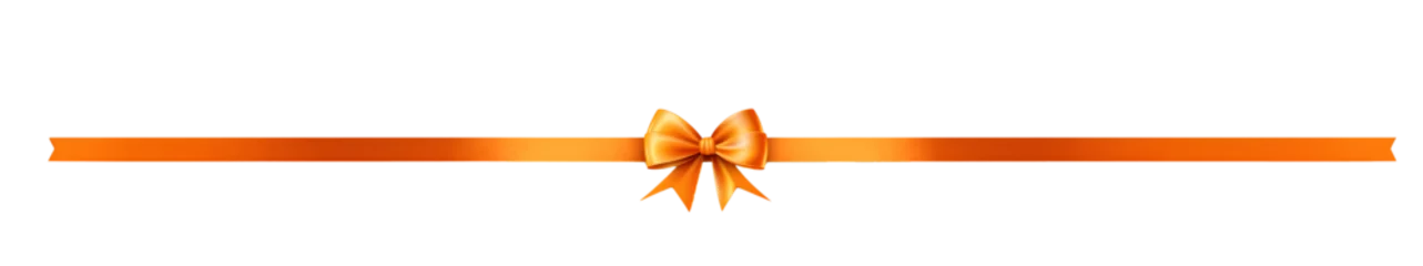 Fotobehang orange ribbon and bow isolated against transparent background © thilina