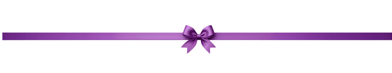 purple ribbon and bow isolated against transparent background