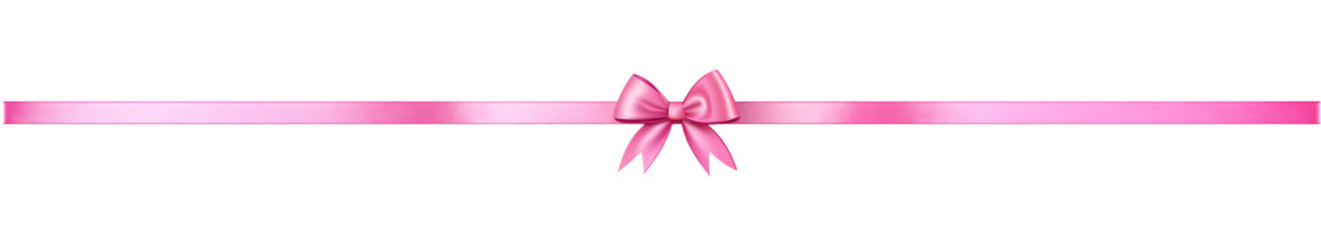 pink ribbon and bow isolated against transparent background