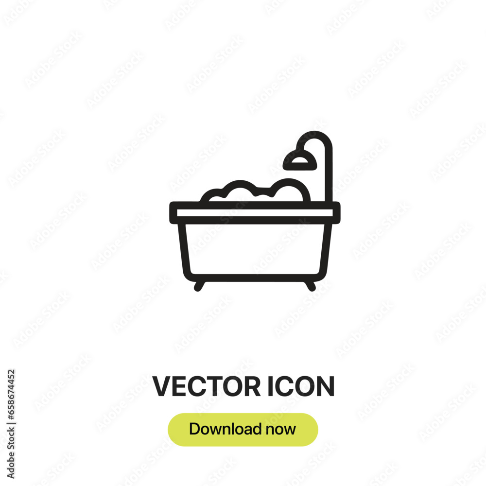 Leinwandbilder Bathtub icon vector. Linear-style sign for mobile concept and web design. Bathtub symbol illustration. Pixel vector graphics - Vector.	