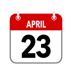 23 April, calendar date icon on white background.