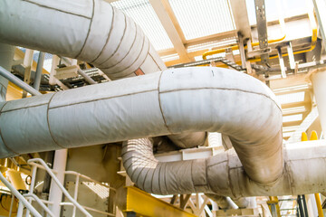 Insulation foam covered with a good waterproof rubber sheet on pipes in offshore oil and gas...