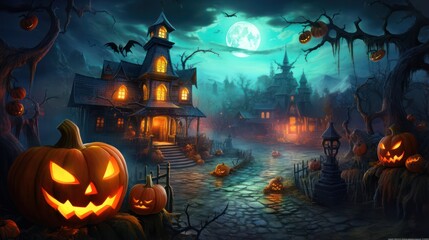 Fototapeta na wymiar Haunted Landscape of Halloween Theme