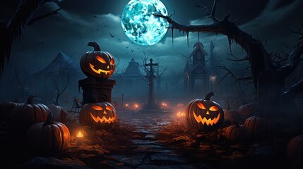 Haunted Landscape of Halloween Theme