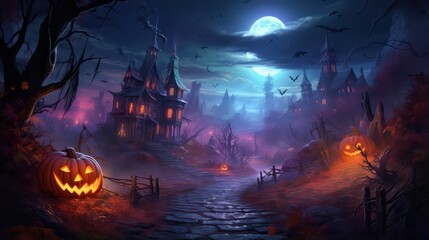 Haunted Landscape of Halloween Theme