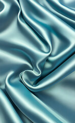 Obraz premium Green turquoise teal blue abstract wave silk fabric texture background. Colorful matte background with space for design. Toned canvas. Web banner. Wide. Long. Panoramic.