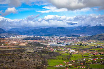 Fototapeta na wymiar Panoramic view of Podgorica valley and surrounding mountains